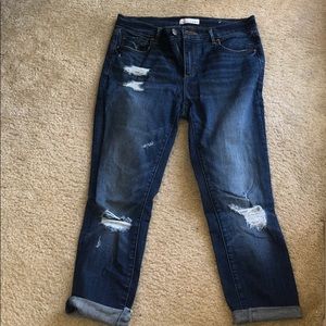 High rise denim crops